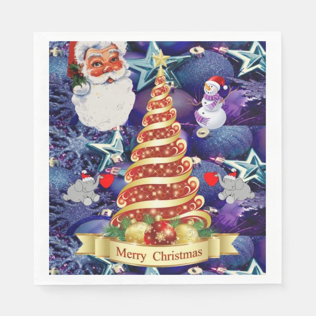Christmas Paper Napkins, Merry Christmas Napkin (Front)