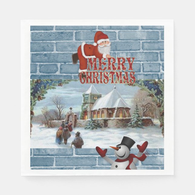 Christmas Paper Napkins, Merry Christmas Napkin (Front)