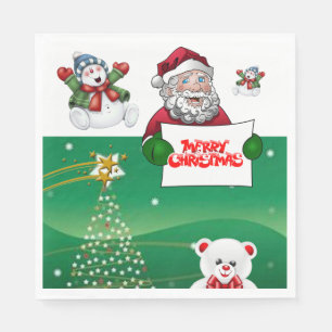 Christmas Paper Napkins, Merry Christmas Napkin