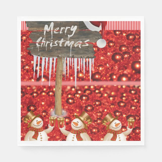 Christmas Paper Napkins, Merry Christmas Napkin (Front)