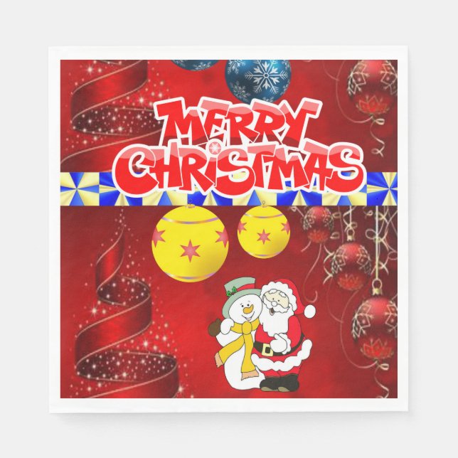 Christmas Paper Napkins, Merry Christmas Napkin (Front)