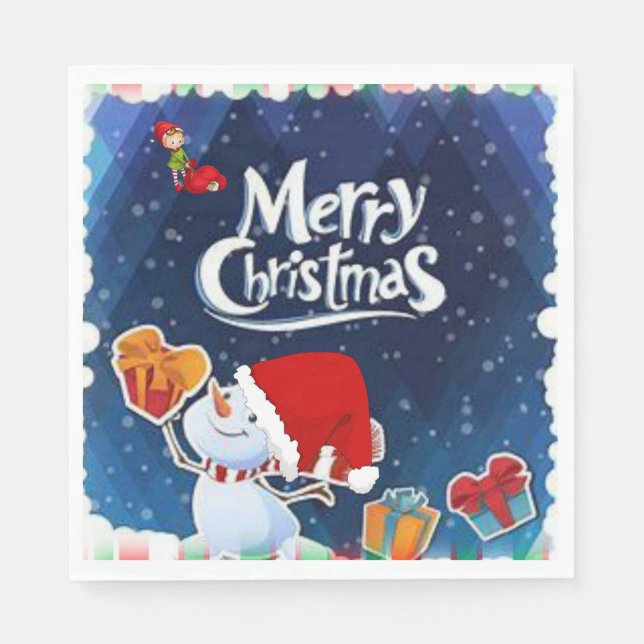Christmas Paper Napkins, Merry Christmas Napkin (Front)