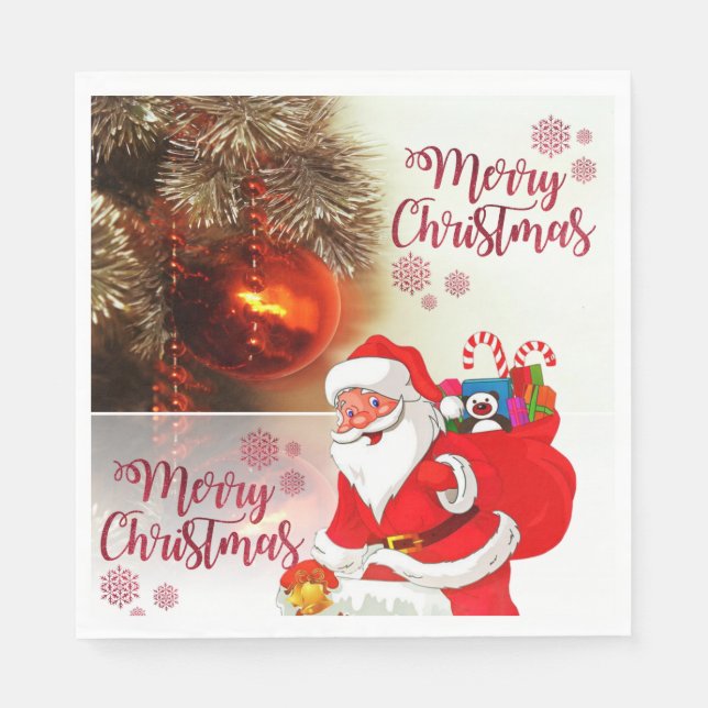 Christmas Paper Napkins, Merry Christmas Napkin (Front)