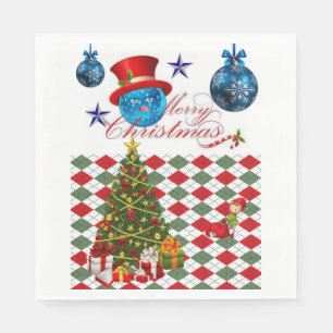 Christmas Paper Napkins, Merry Christmas Napkin