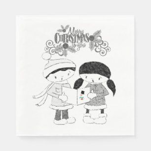 Christmas Paper Napkins, Merry Christmas Napkin