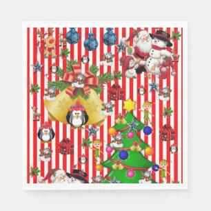 Christmas Paper Napkins, Merry Christmas Penguin Napkin