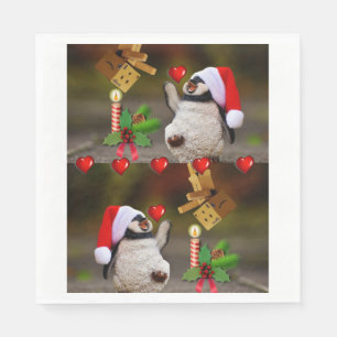 Christmas Paper Napkins, Merry Christmas, Penguin Napkin