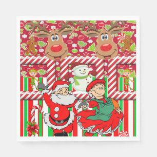Christmas Paper Napkins, Merry Christmas Reindeer Napkin