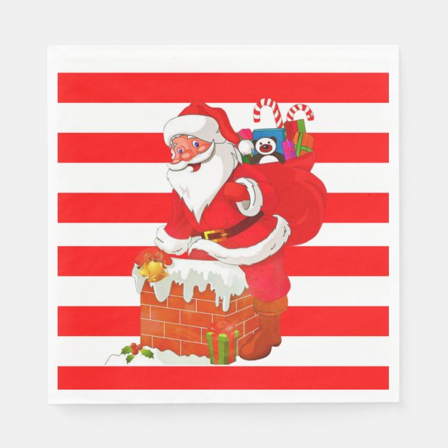 Christmas Paper Napkins, Merry Christmas, Santa Napkin (Front)