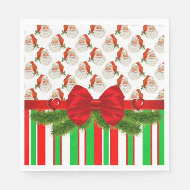 Christmas Paper Napkins, Merry Christmas Santa Napkin (Front)