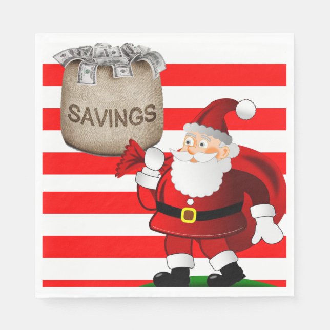 Christmas Paper Napkins, Merry Christmas, Santa Napkin (Front)