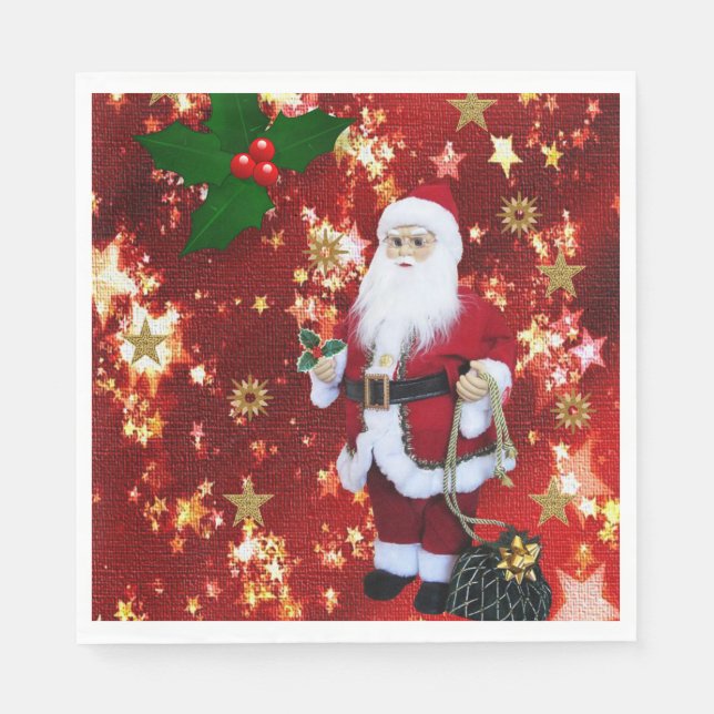 Christmas Paper Napkins, Merry Christmas, Santa Napkin (Front)