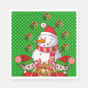 Christmas Paper Napkins, Merry Christmas Snowman Napkin