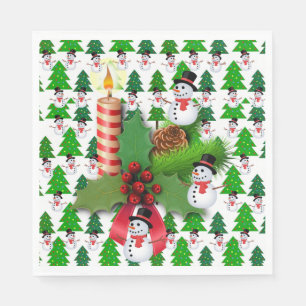 Christmas Paper Napkins, Merry Christmas Snowman Napkin