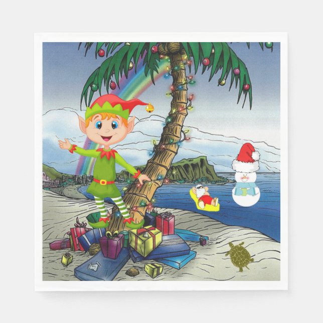 Christmas Paper Napkins, Merry Christmas, Snowman Napkin (Front)