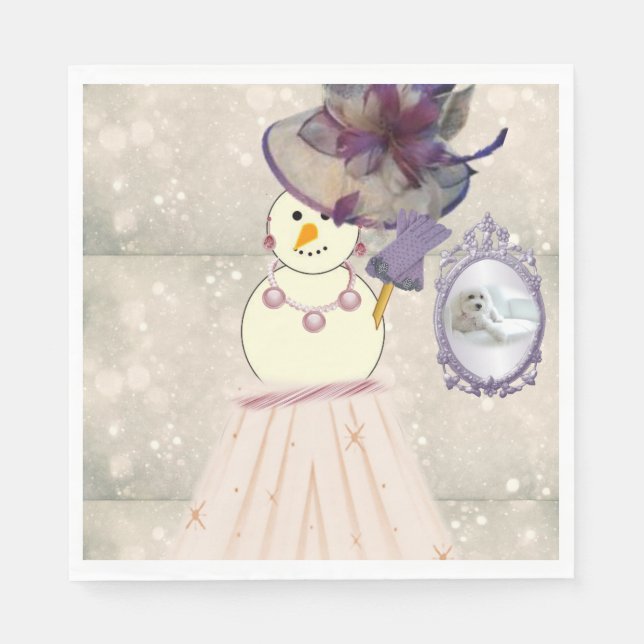 Christmas Paper Napkins, Merry Christmas, Vintage Napkin (Front)