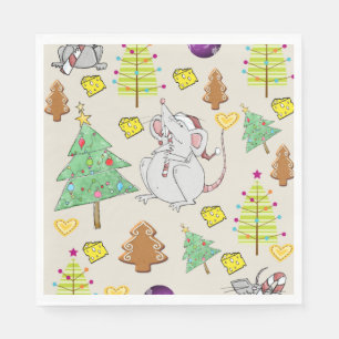 Christmas Paper Napkins, Mouse Mice Cheese Napkin