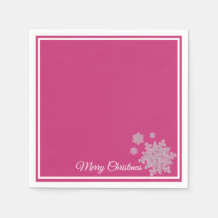 Christmas Paper Napkins Pink Snowflakes
