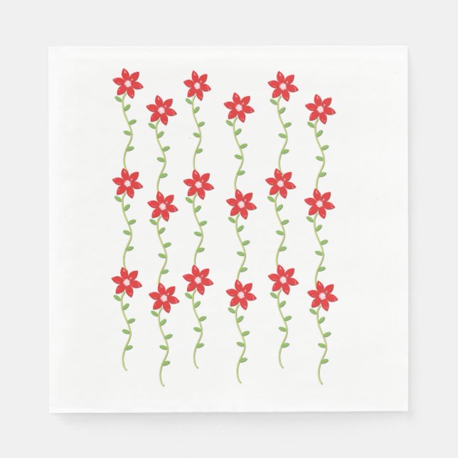 Christmas Paper Napkins, Poinsettia  Napkin (Front)