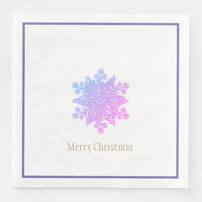 Christmas Paper Napkins Purples Snowflake (Front)