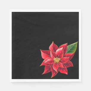 Christmas Paper Napkins Red Poinsettia's-Luncheon