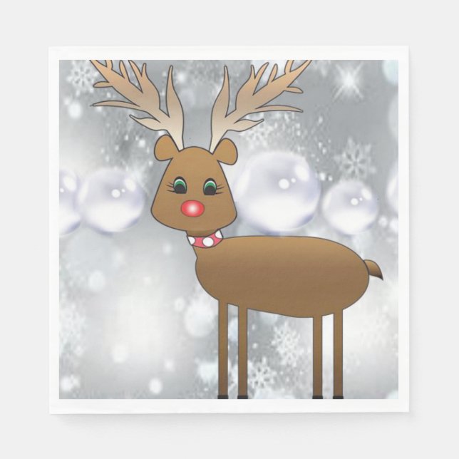 Christmas Paper Napkins, Reindeer Napkin (Front)
