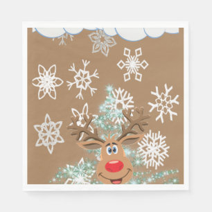 Christmas Paper Napkins, Reindeer Napkin