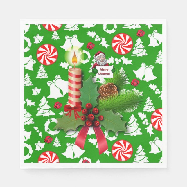 Christmas Paper Napkins, Santa Napkin (Front)