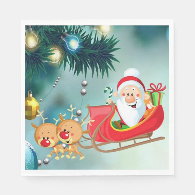 Christmas Paper Napkins, Santa Napkin (Front)