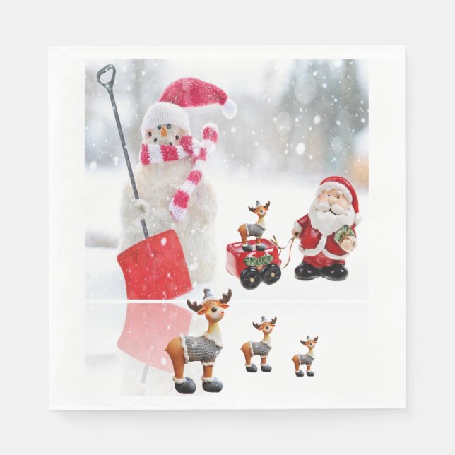 Christmas Paper Napkins, Snowman Napkin (Front)
