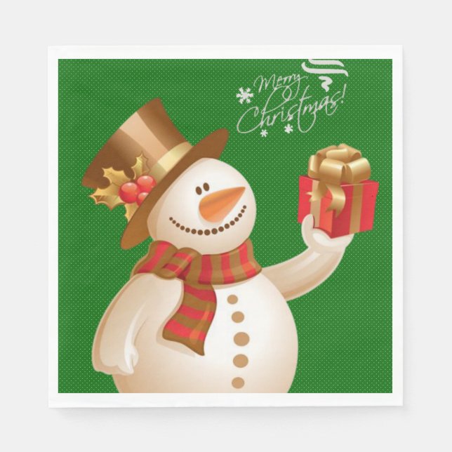 Christmas Paper Napkins, Snowman Napkin (Front)