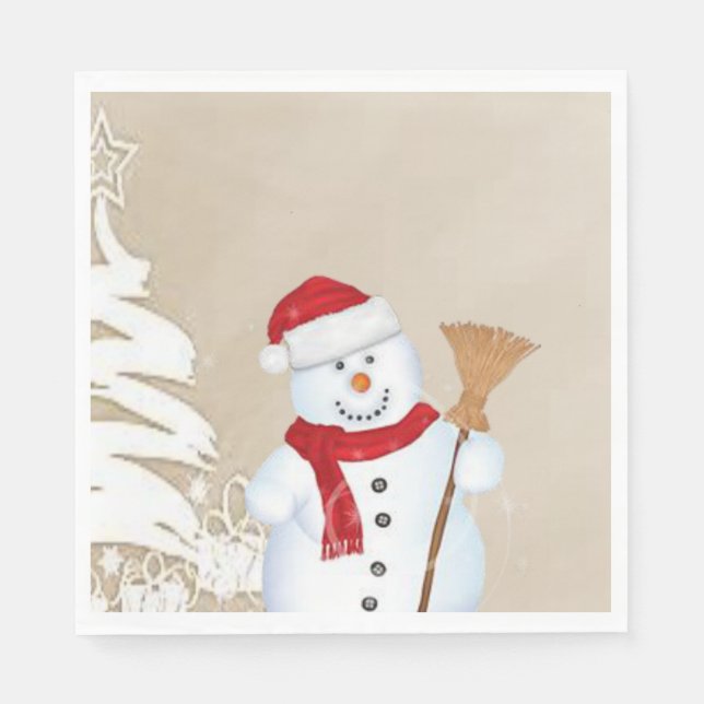 Christmas Paper Napkins, Snowman Napkin (Front)