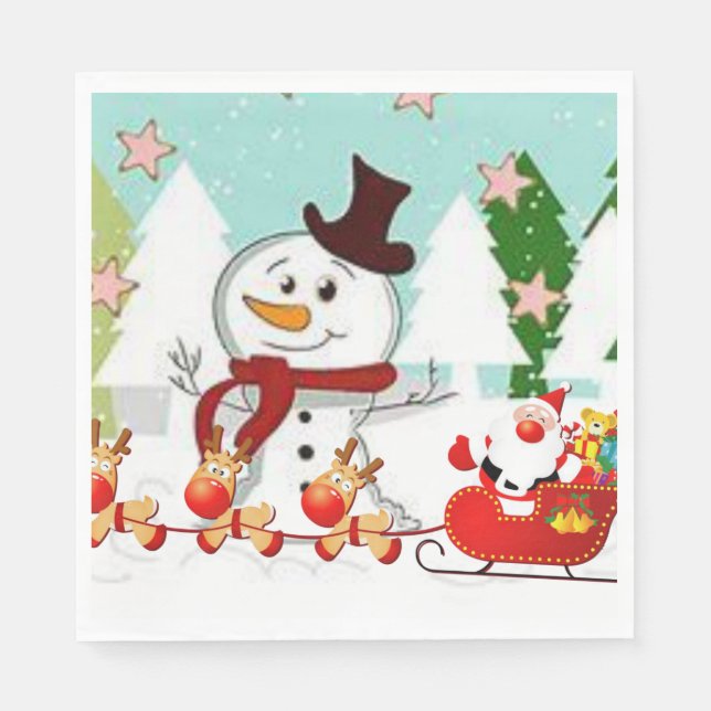 Christmas Paper Napkins, Snowman Napkin (Front)