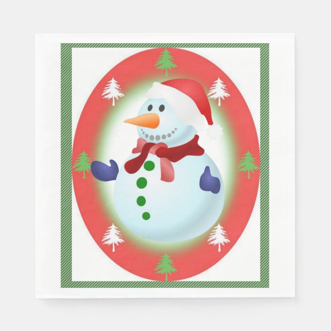 Christmas Paper Napkins, Snowman Napkin (Front)