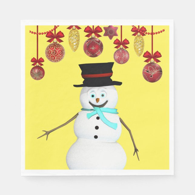 Christmas Paper Napkins, Snowman Napkin (Front)