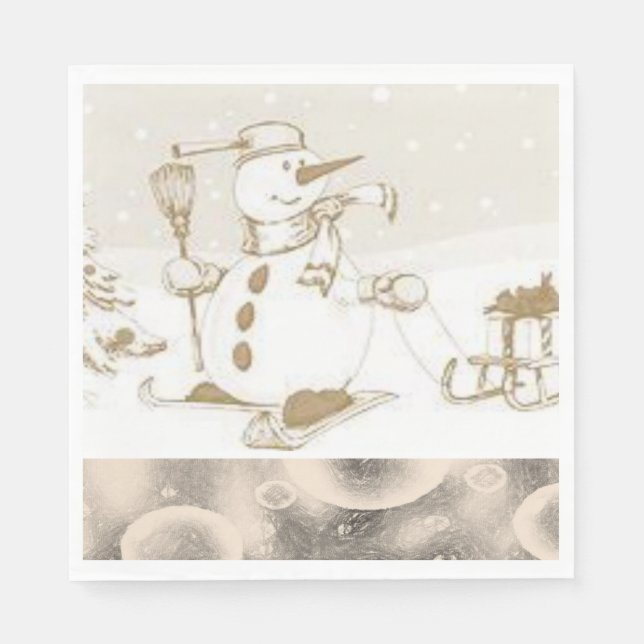 Christmas Paper Napkins, Snowman Napkin (Front)