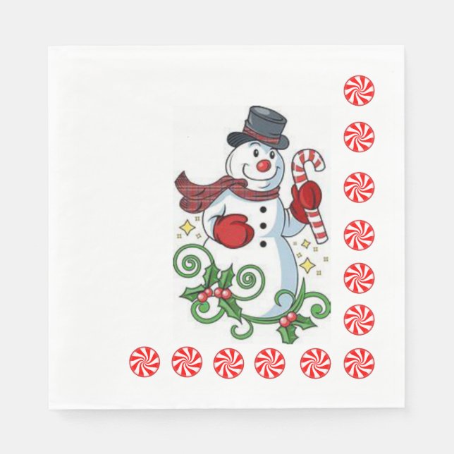 Christmas Paper Napkins, Snowman Napkin (Front)