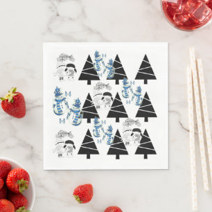 Christmas Paper Napkins, Snowman  Napkin