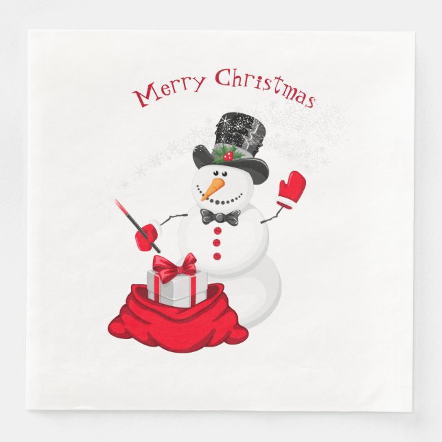 Christmas Paper Napkins-Snowman Napkin (Front)