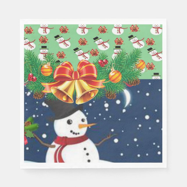 Christmas Paper Napkins, Snowman Napkin (Front)