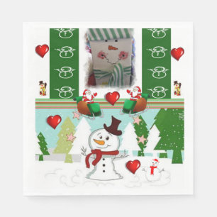 Christmas Paper Napkins, Snowman Napkin