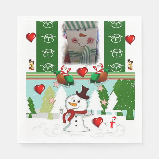 Christmas Paper Napkins, Snowman Napkin (Front)