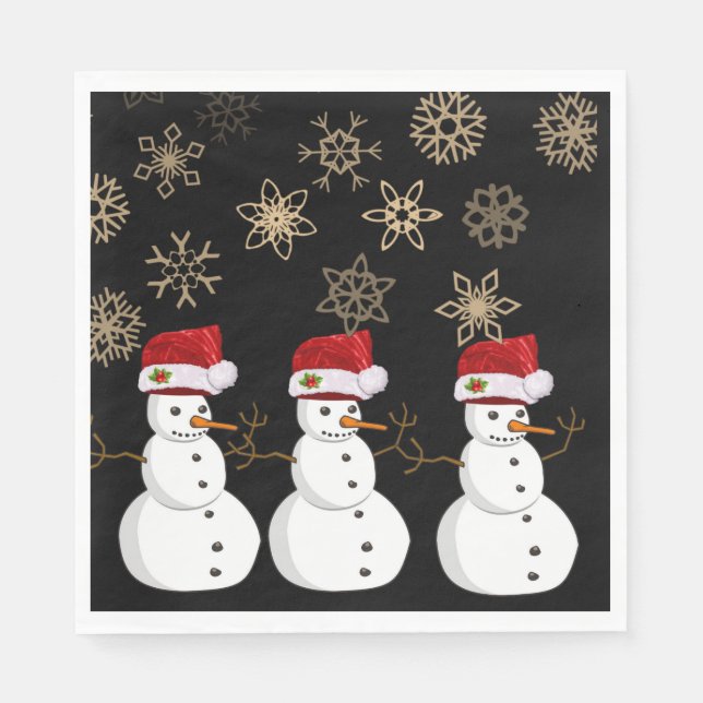 Christmas Paper Napkins, Snowman Napkin (Front)