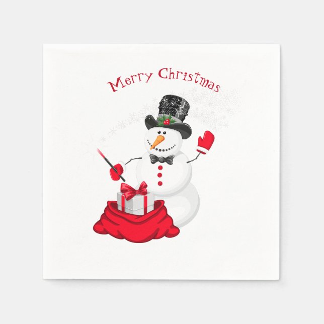 Christmas Paper Napkins-Snowman Napkin (Front)
