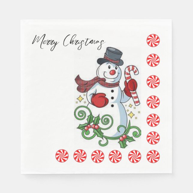Christmas Paper Napkins, Snowman Napkins (Front)