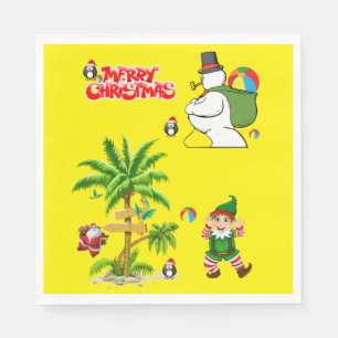 Christmas Paper Napkins, Summer Beach Bum Santa Napkin