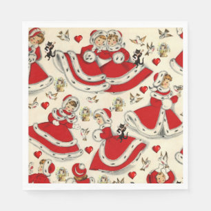 Christmas Paper Napkins, Vintage Napkin