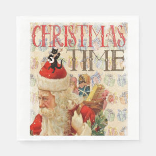 Christmas Paper Napkins, Vintage Napkin