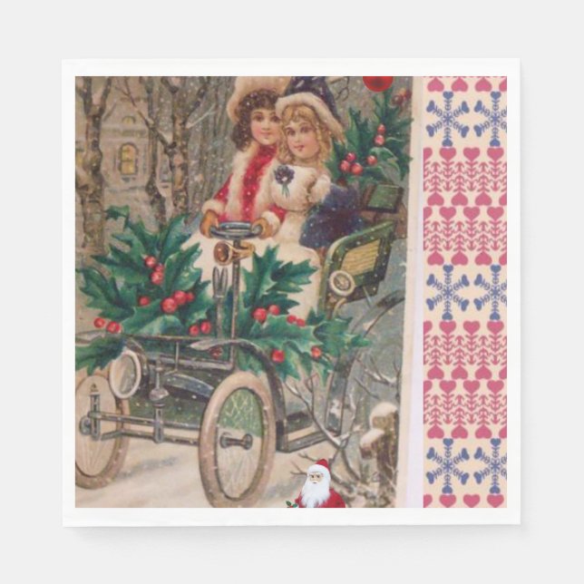 Christmas Paper Napkins, Vintage Napkin (Front)