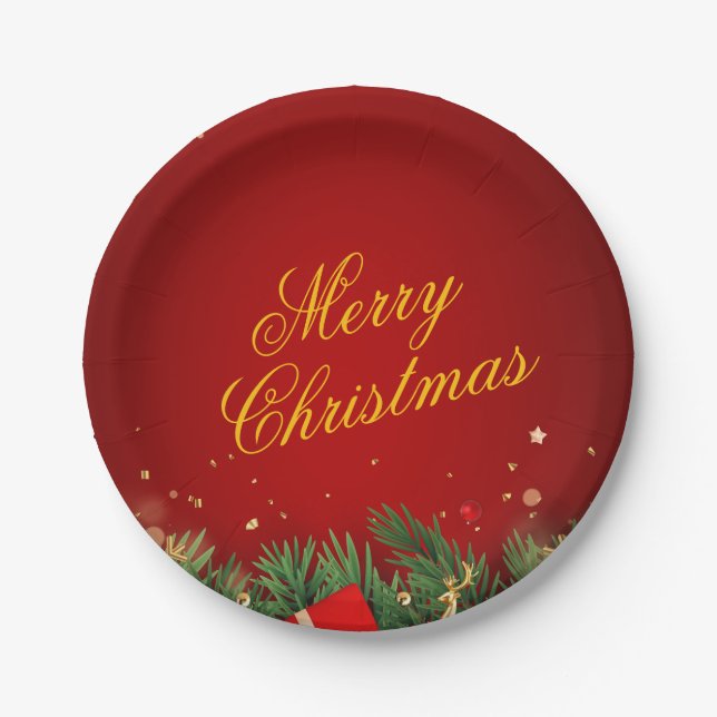 Christmas Paper Plate – Festive Holiday Tableware (Front)